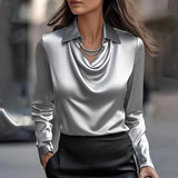 Inês - Blusa de Cetim com Decote
