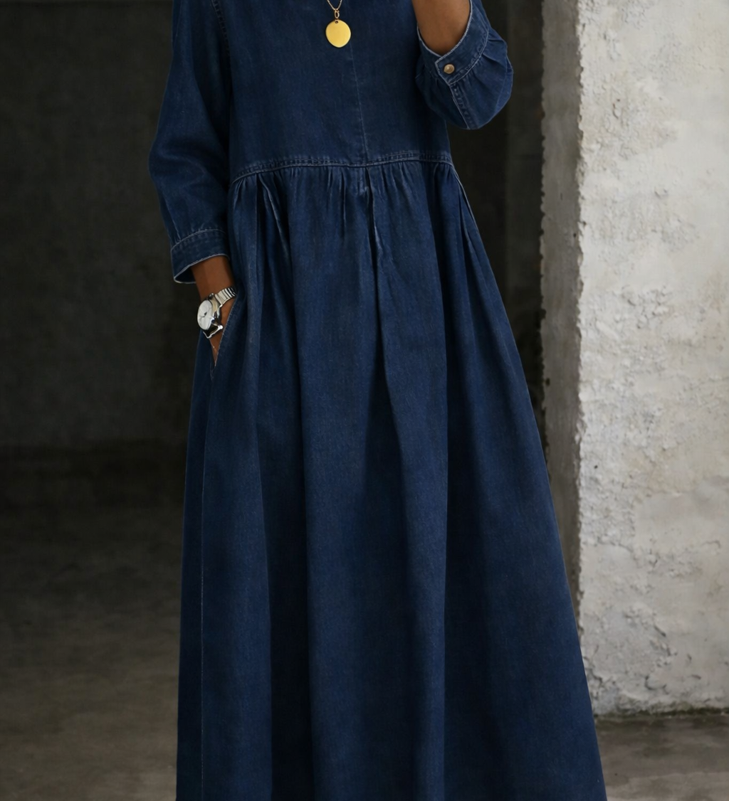 Leonor - Vestido de Denim com Gola Peter Pan