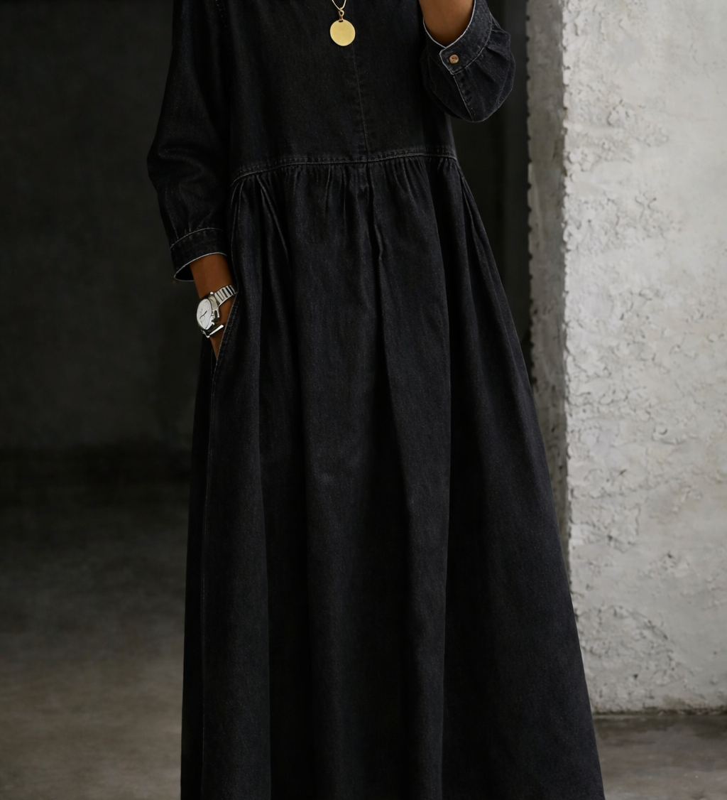 Leonor - Vestido de Denim com Gola Peter Pan