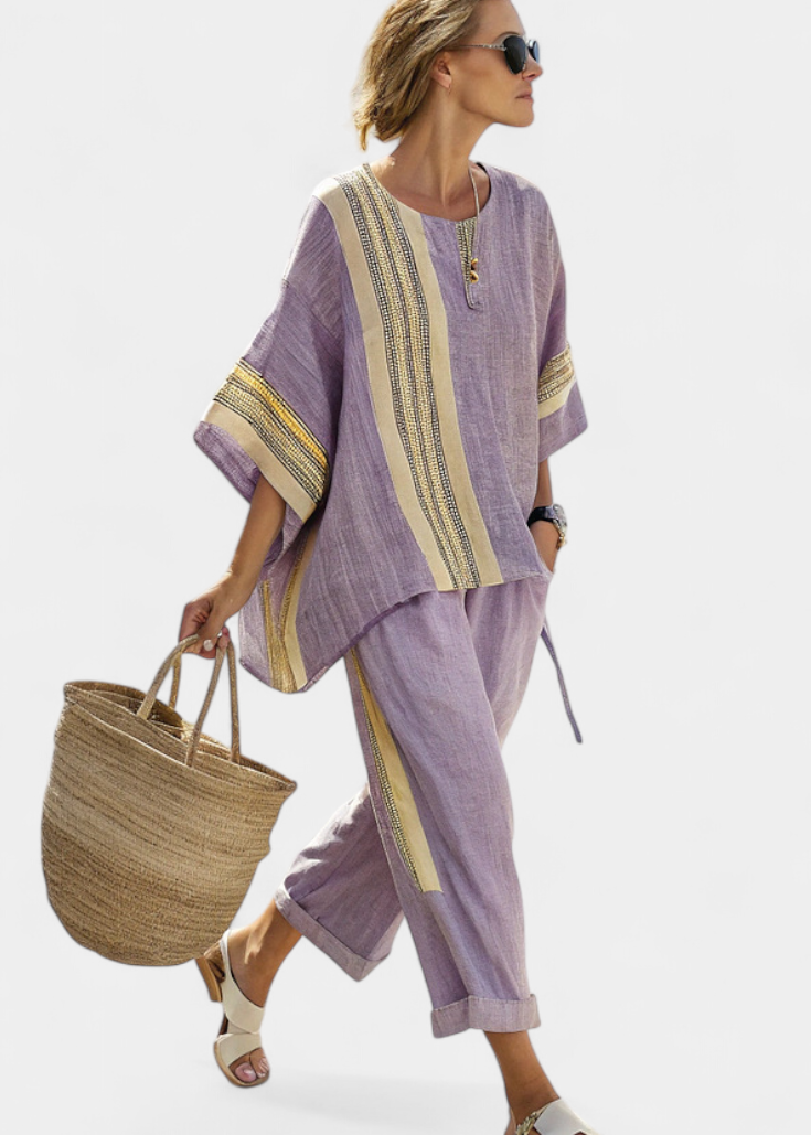 Lorena - Conjunto Boho Linho e Bambu