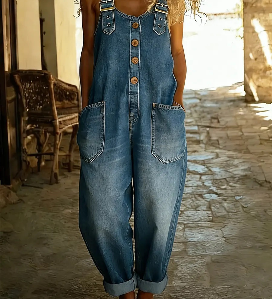 Lora™ - Macacão Denim Estilo Vintage