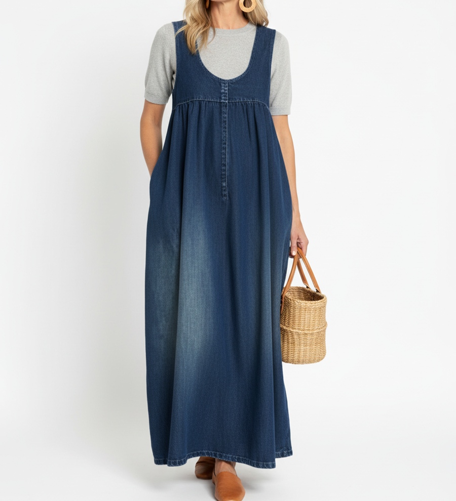 Iva - Vestido Maxi de Denim Vintage