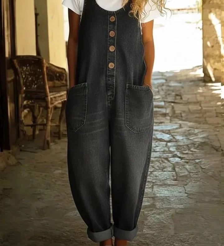 Graça - Macacão de Algodão Denim Lavado Vintage